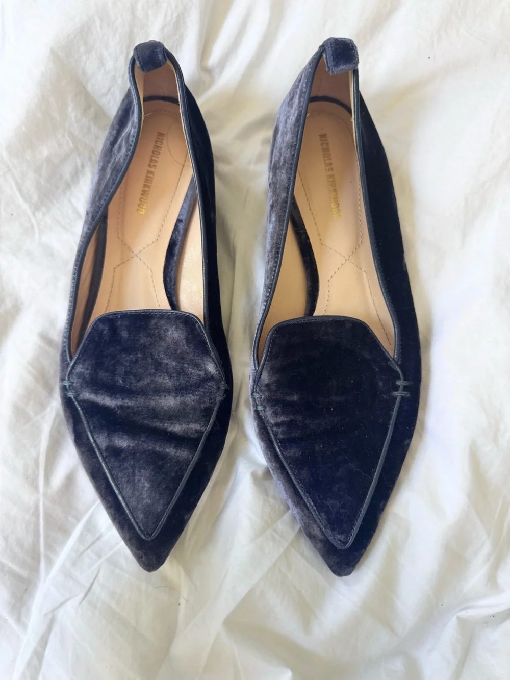 Nicholas Kirkwood Beya loafers in purple blue velvet. Size 38.5 EUC $595 retail
